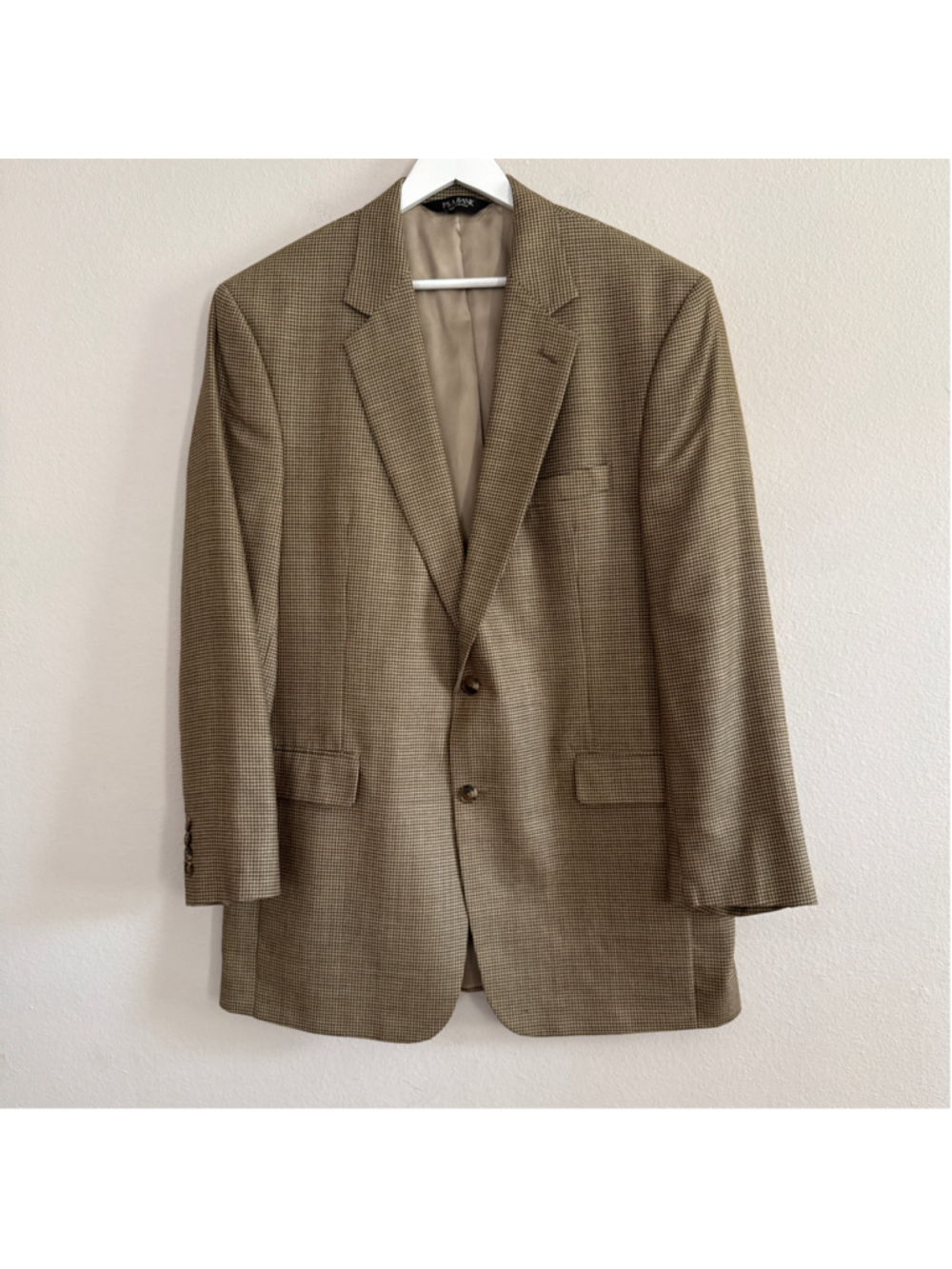Men's Jos. A. Bank Brown Tan Houndstooth Sport Coat Blazer Size 43L